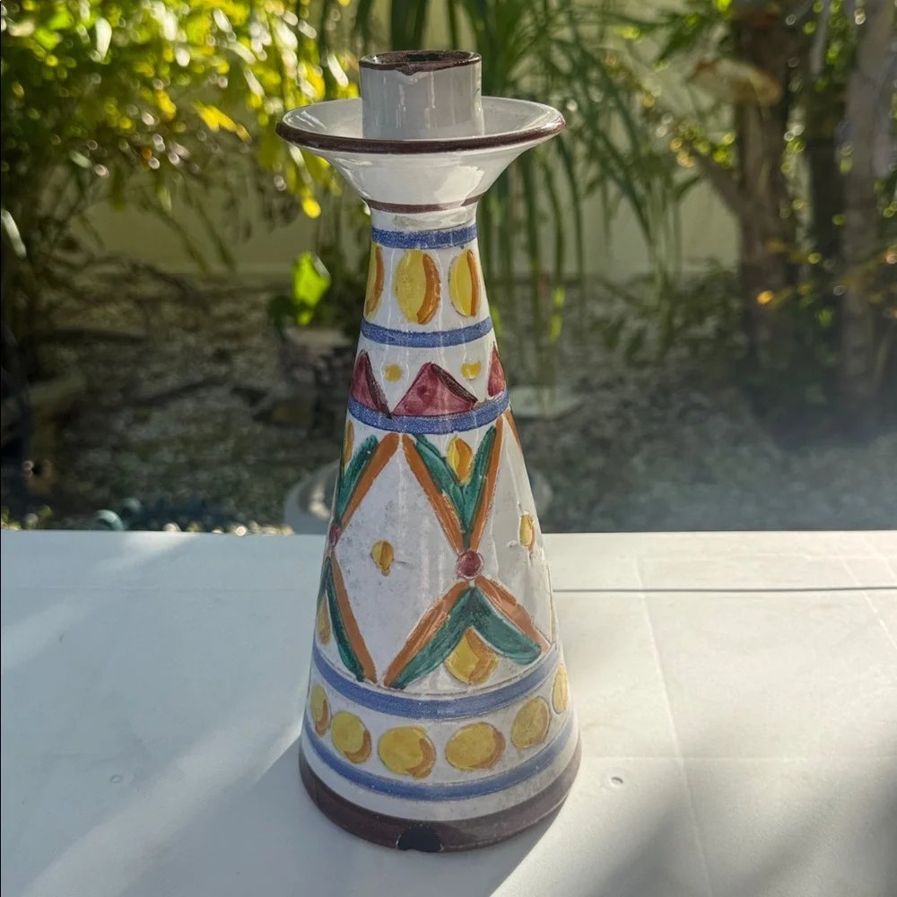Vintage Italian Ceramic Candlestick Fratelli Fanciullacci Company, made in Italy